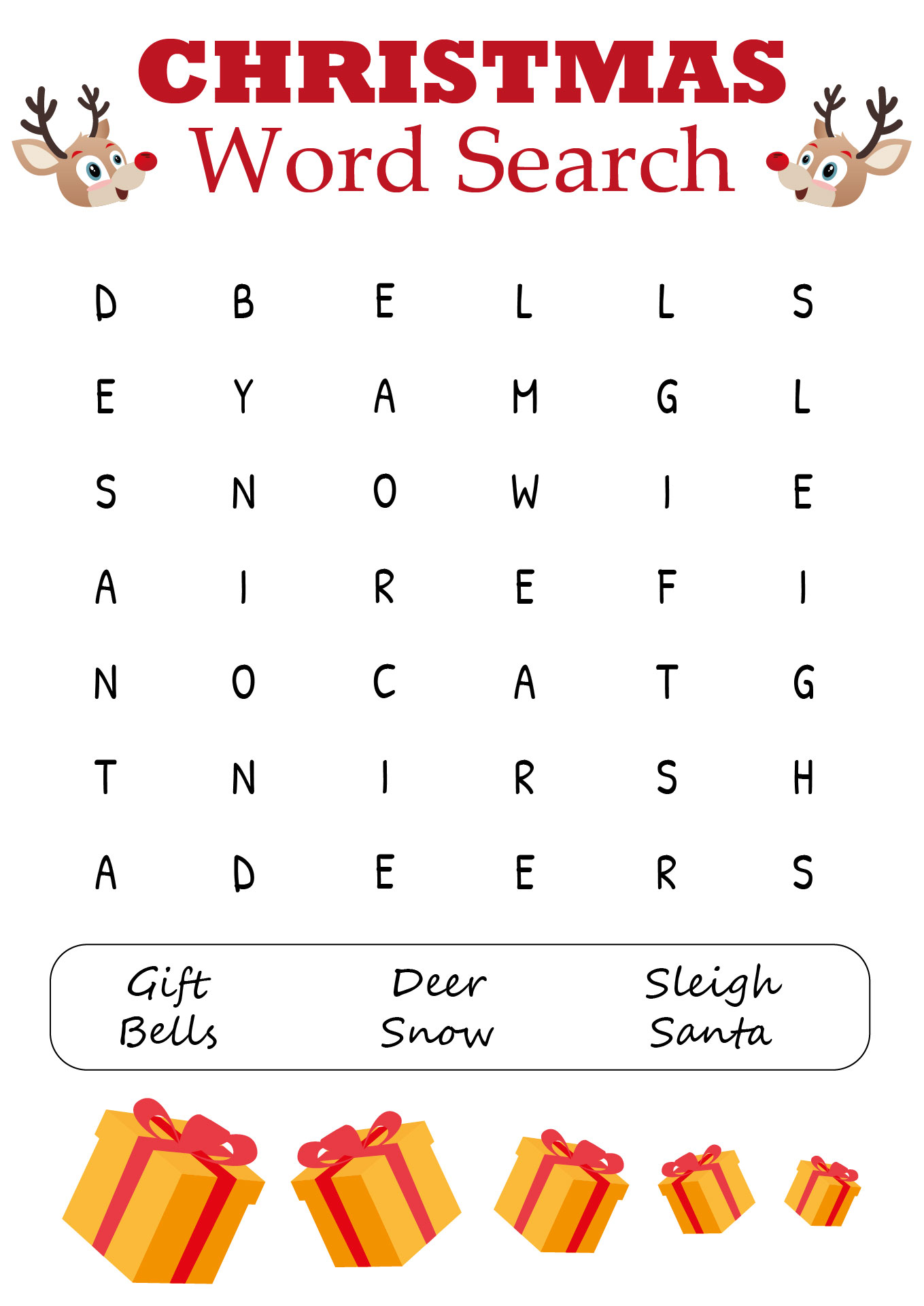 Printable Christmas Word Search Puzzles for Kids