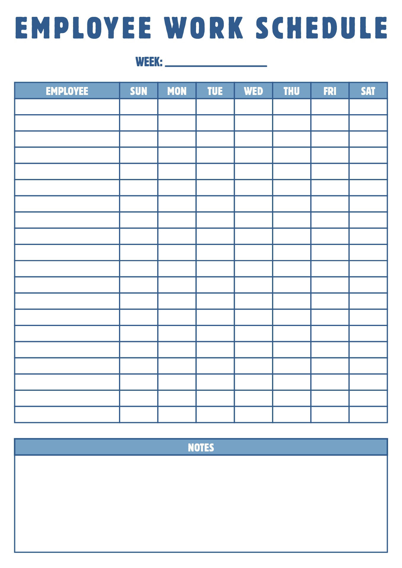 Printable Employee Work Schedule Printable Employee Work Schedule