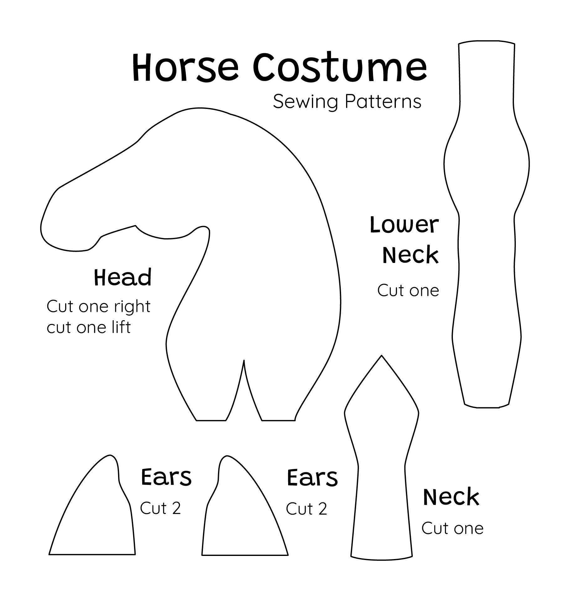 Printable Horse Costume Sewing Patterns Printable Horse Costume Sewing Patterns