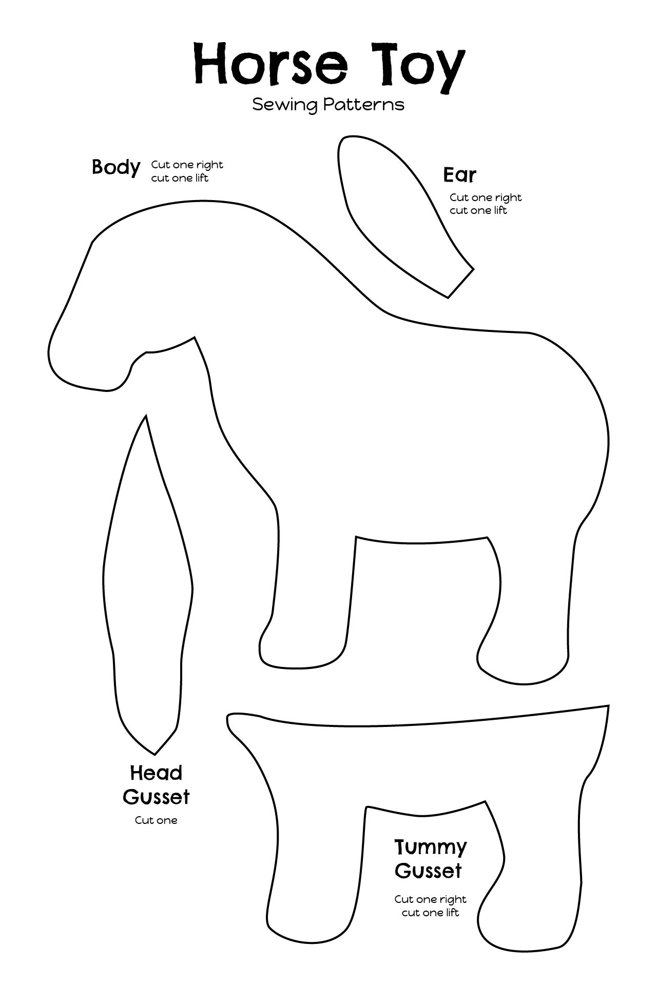 Printable Horse Toy Sewing Patterns Printable Horse Toy Sewing Patterns
