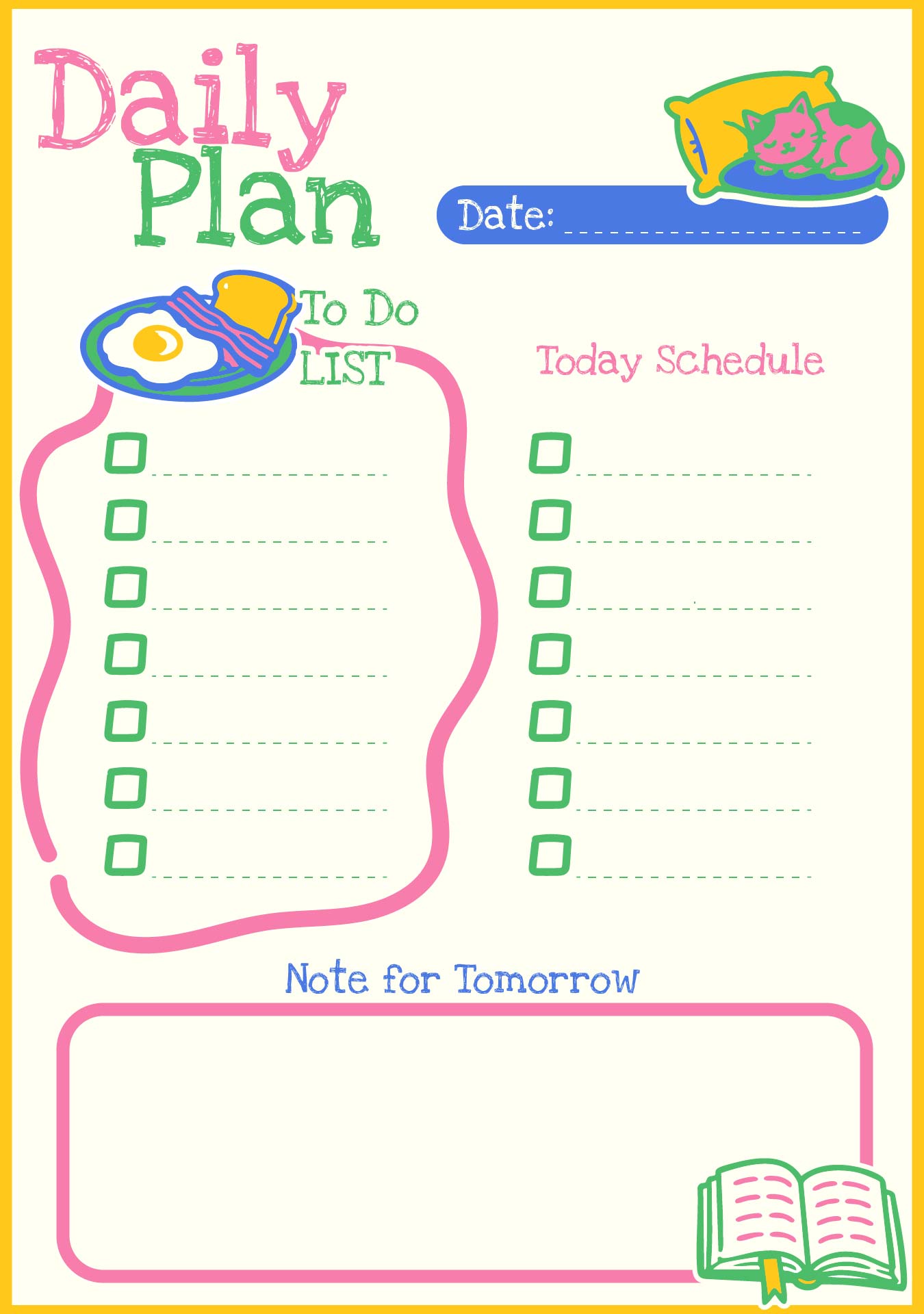 Printable Kids Daily Activity Timetable