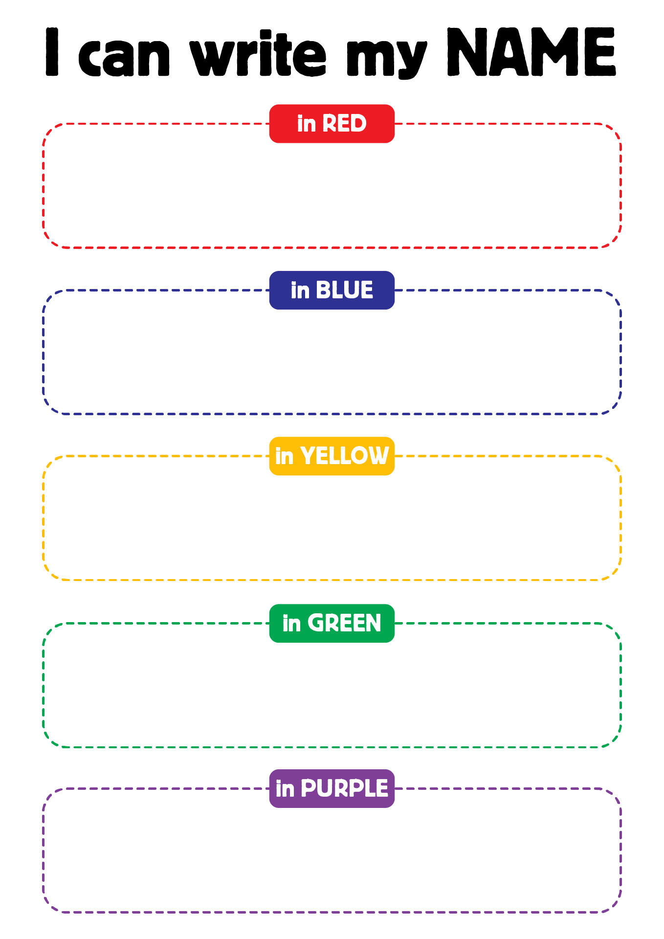 Printable Name Writing Activities for Kindergarten