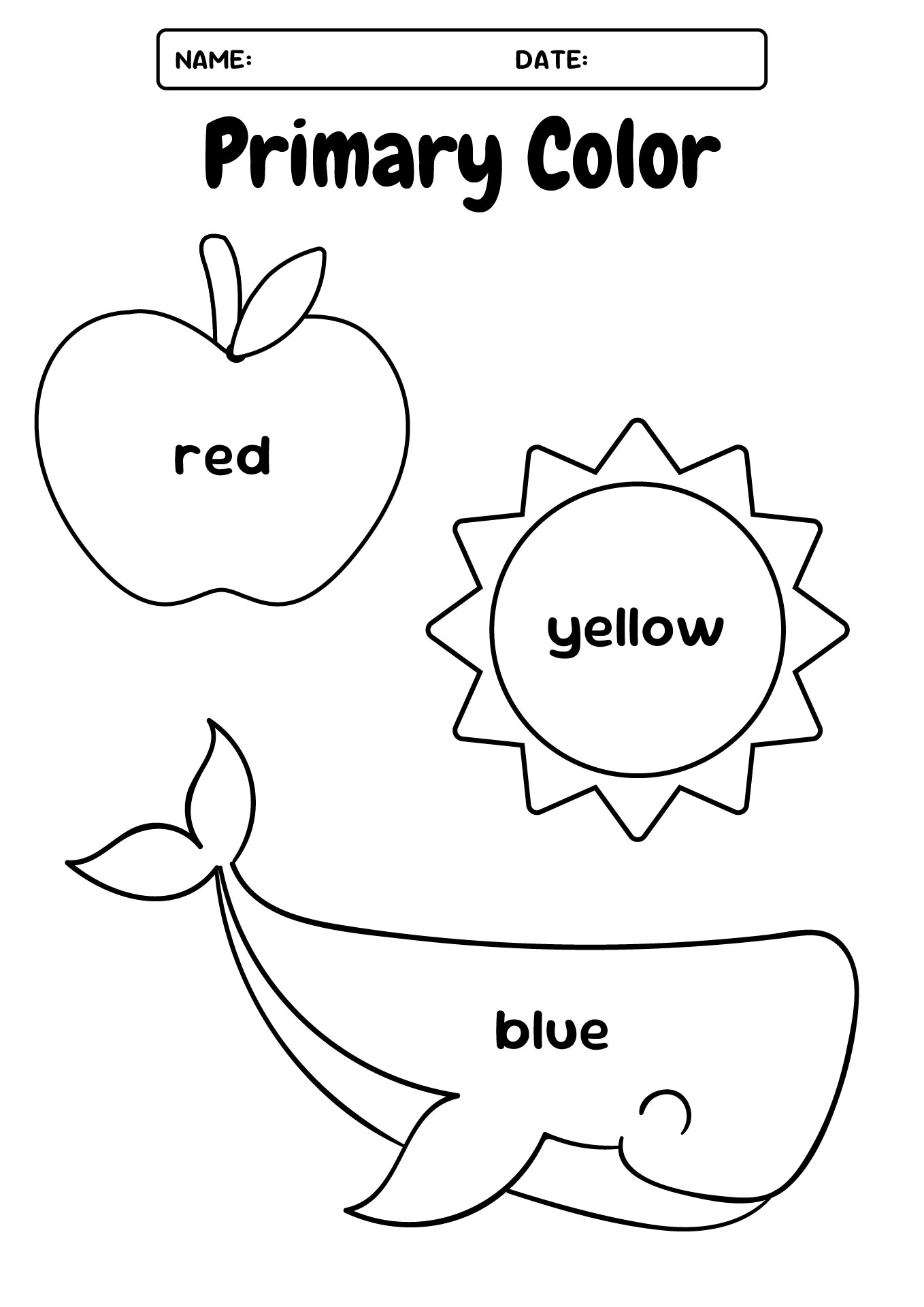 Printable Primary Colors Learning Sheets for Preschool