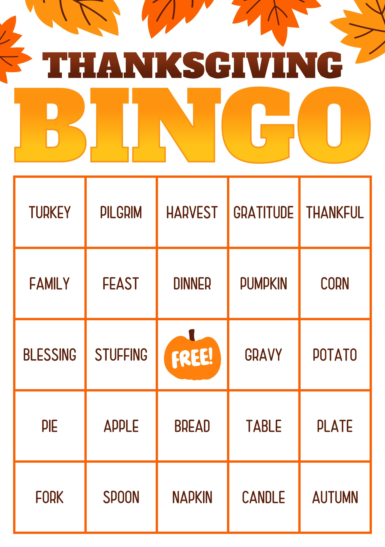 Printable Thanksgiving Bingo Cards for Family Game Night Printable Thanksgiving Bingo Cards for Family Game Night
