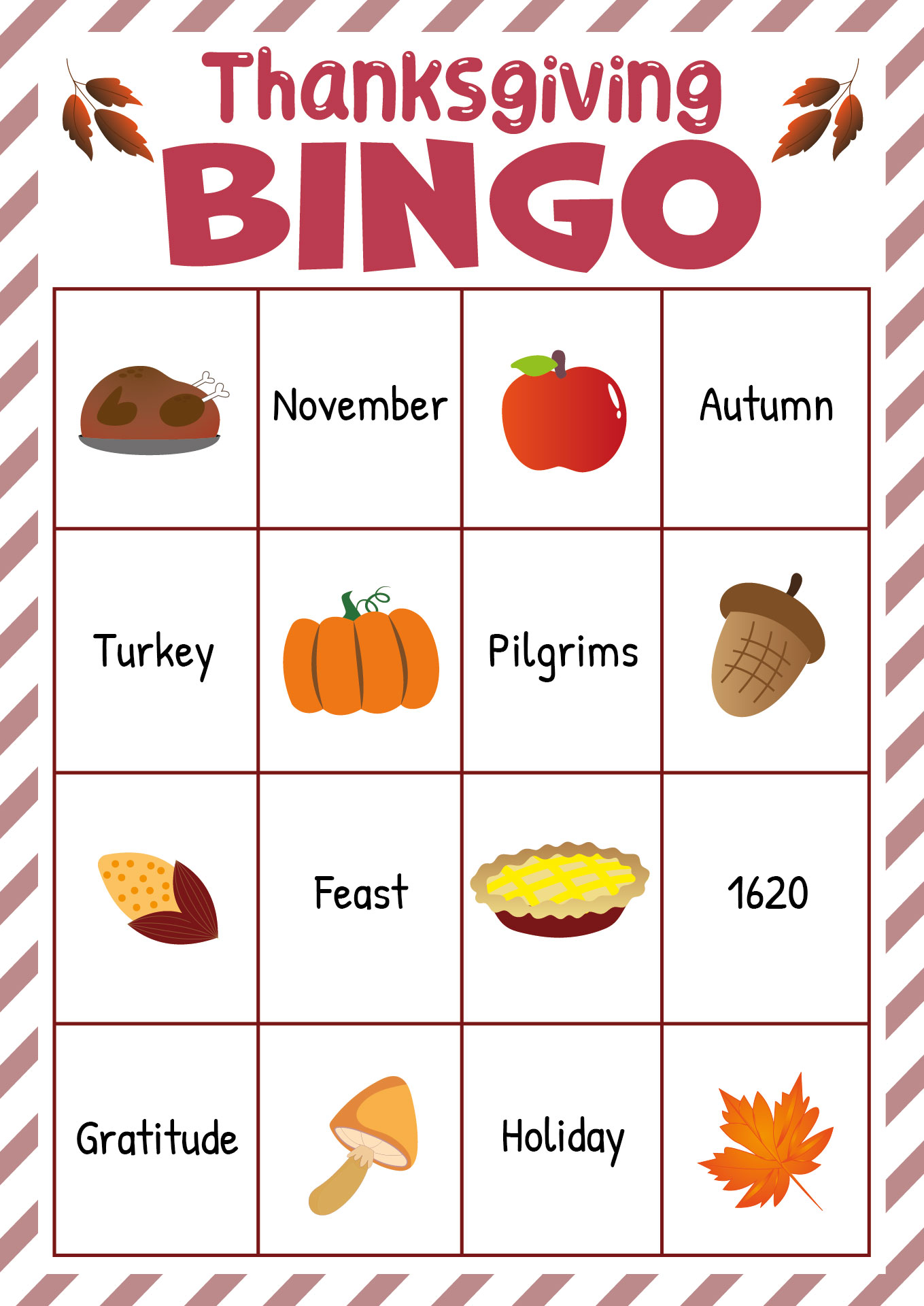 Printable Thanksgiving Bingo Cards for Kids Printable Thanksgiving Bingo Cards for Kids