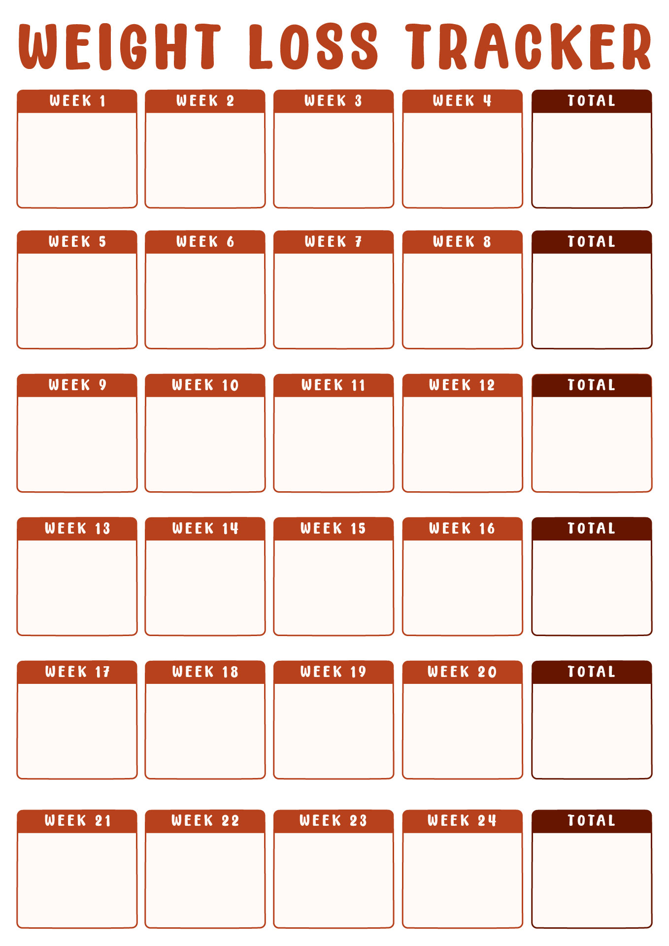 Printable Weight Loss Chart