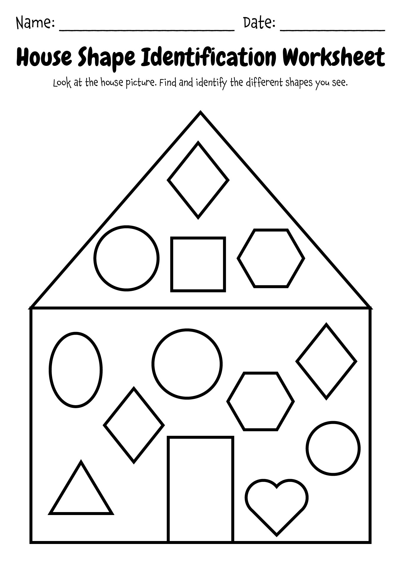 Shape Recognition Worksheets Featuring Houses Shape Recognition Worksheets Featuring Houses