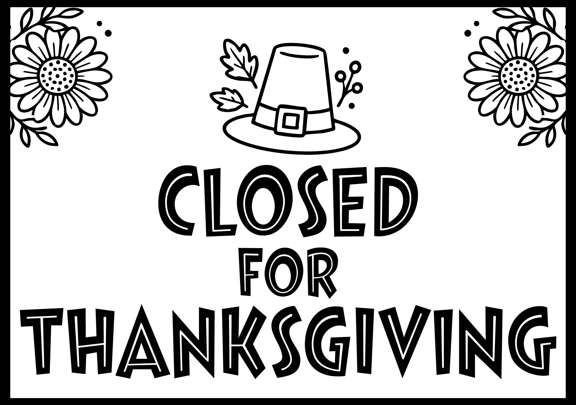 Thanksgiving Closed Sign Printable for Business Thanksgiving Closed Sign Printable for Business