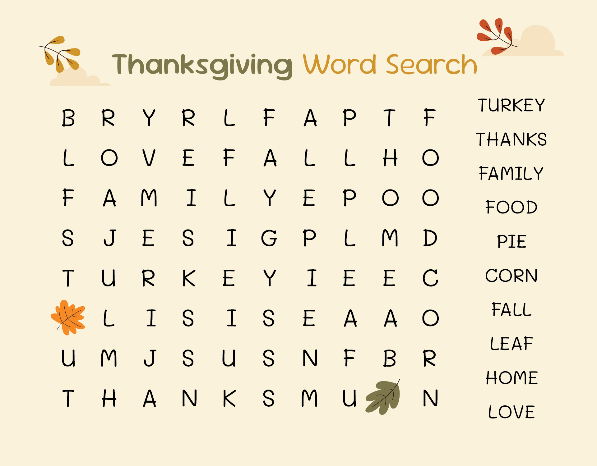 Thanksgiving School Word Search Puzzles Thanksgiving School Word Search Puzzles