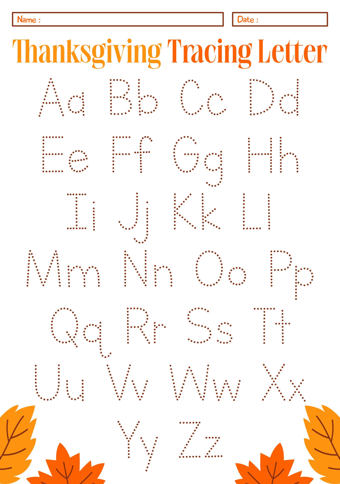 Thanksgiving Themed Letter Tracing Worksheets Thanksgiving Themed Letter Tracing Worksheets