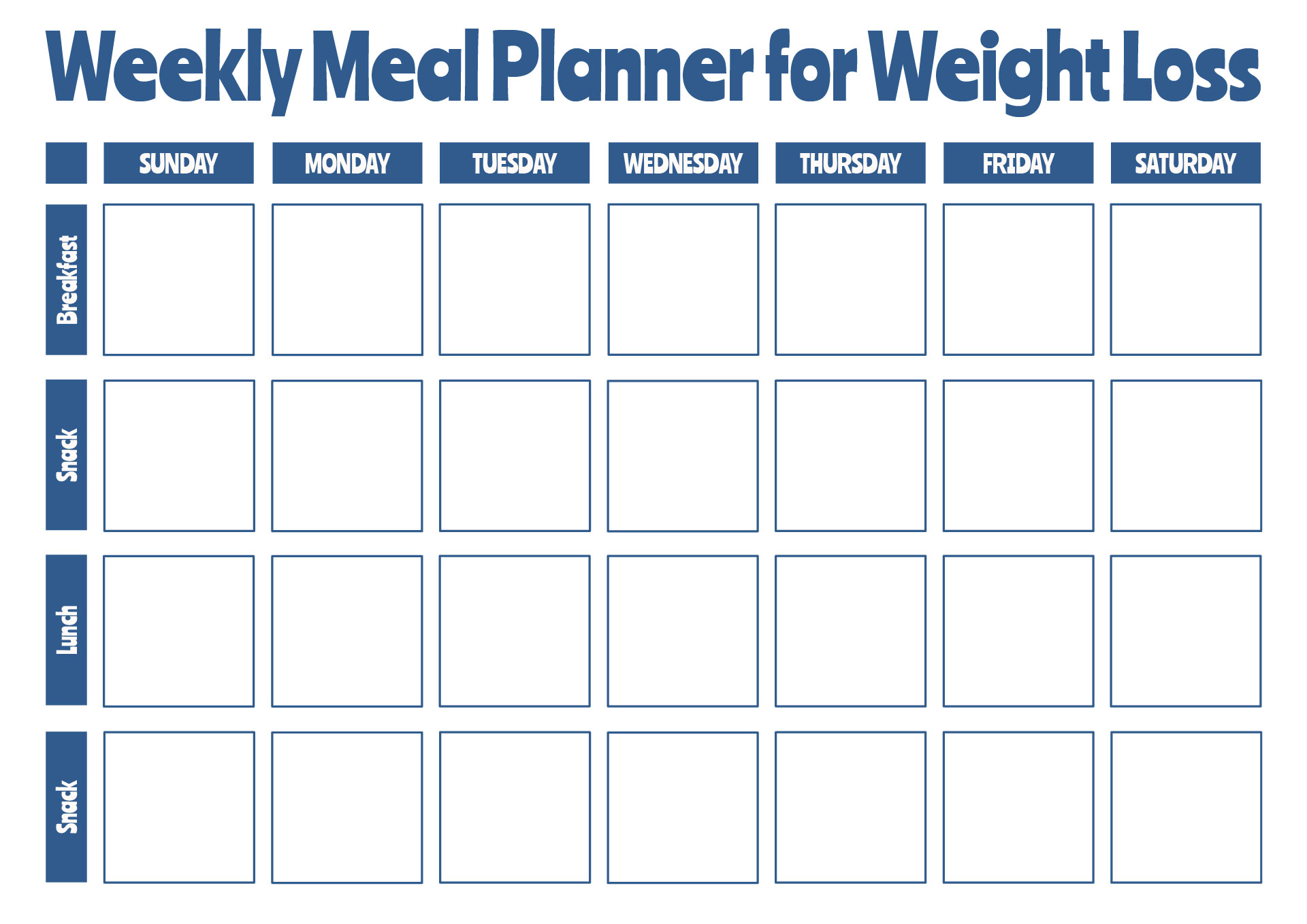 Weekly Meal Planner for Weight Loss Weekly Meal Planner for Weight Loss