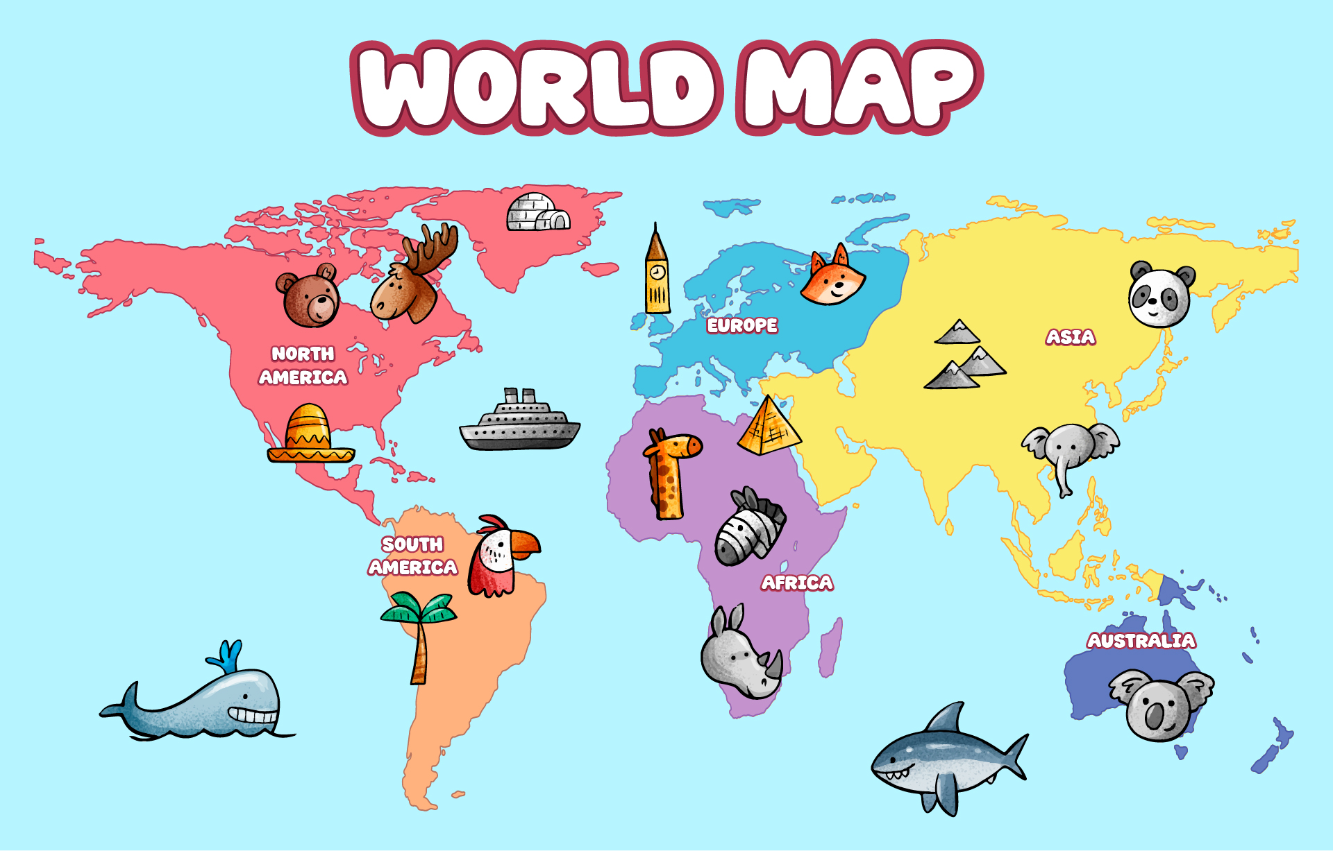 World Map for Kids Printable World Map for Kids Printable