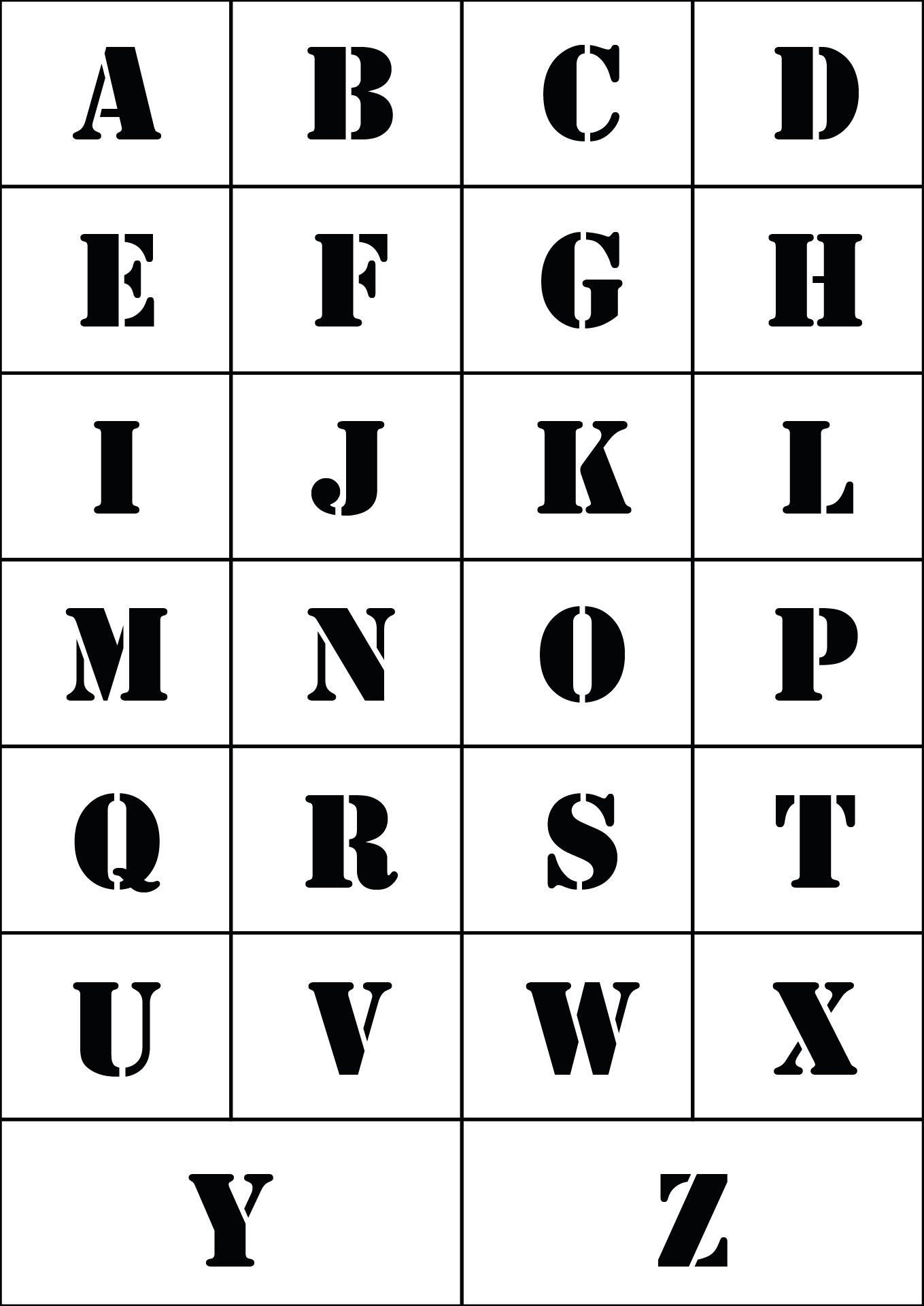 2 Inch Alphabet Letters Stencil