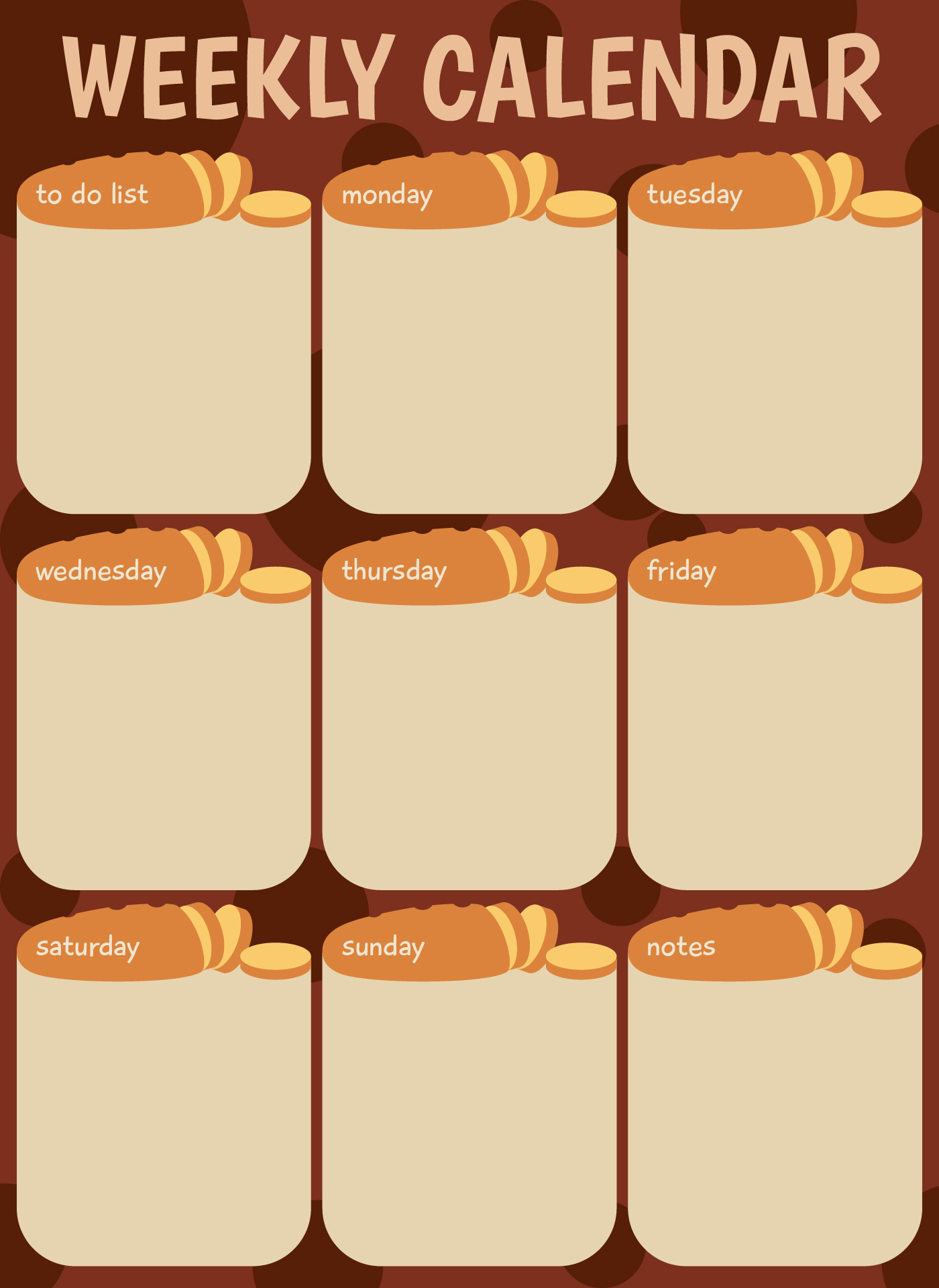 Cute Printable Weekly Calendar Sheets for Kids Cute Printable Weekly Calendar Sheets for Kids