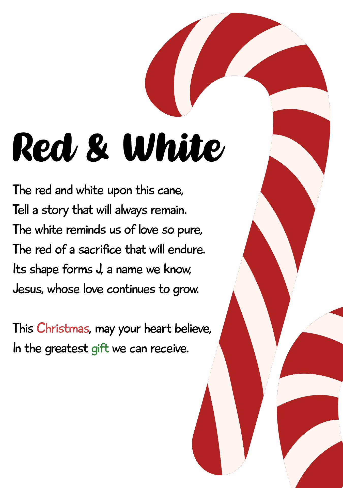 Jesus Candy Cane Story Poem Printable