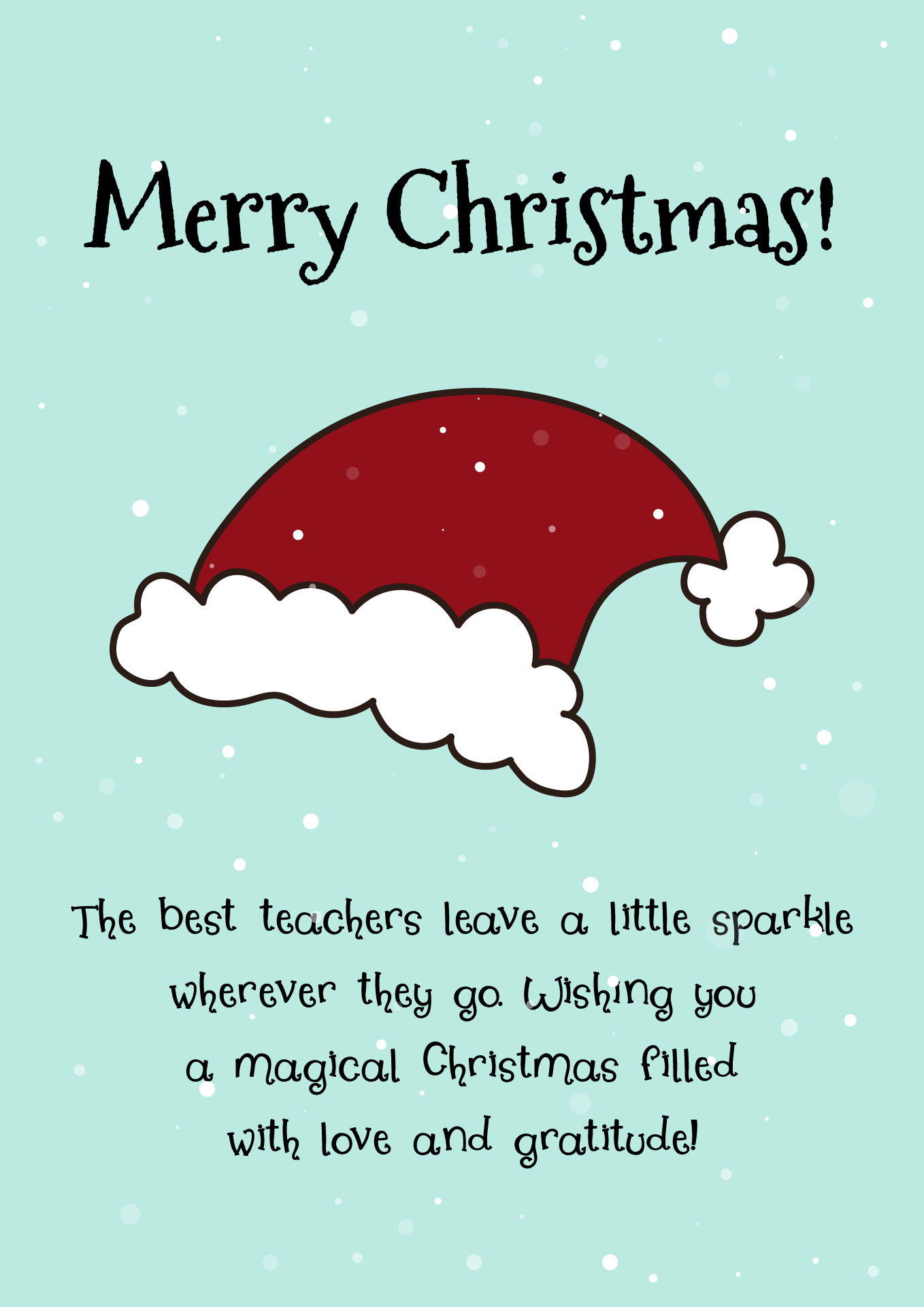 Merry Christmas Printable Teacher Appreciation Card