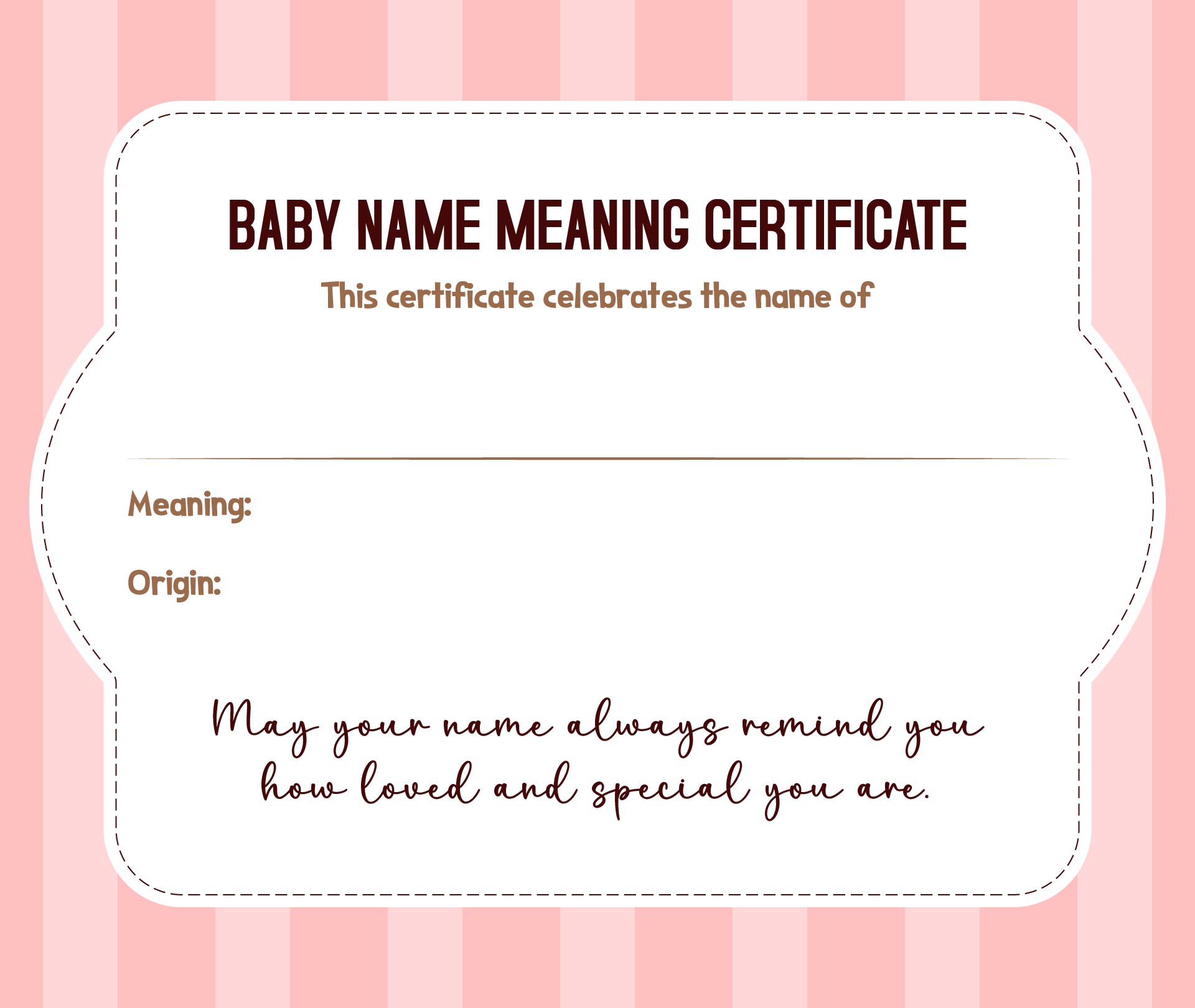 Newborn Name Meaning Certificate Printable