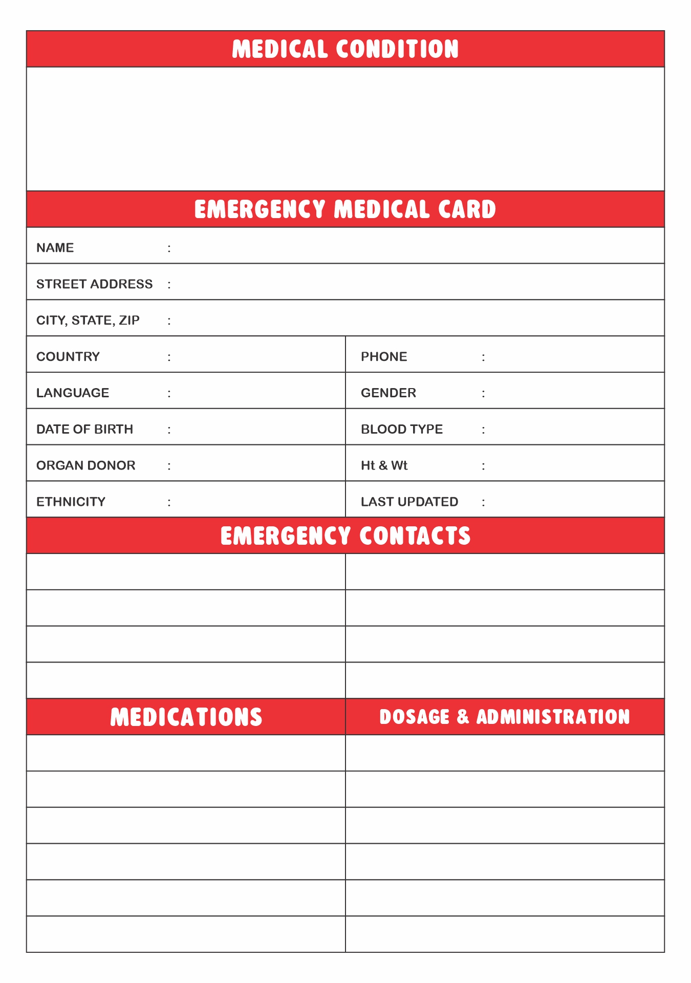 Pocket-sized medication list card Pocket-sized medication list card