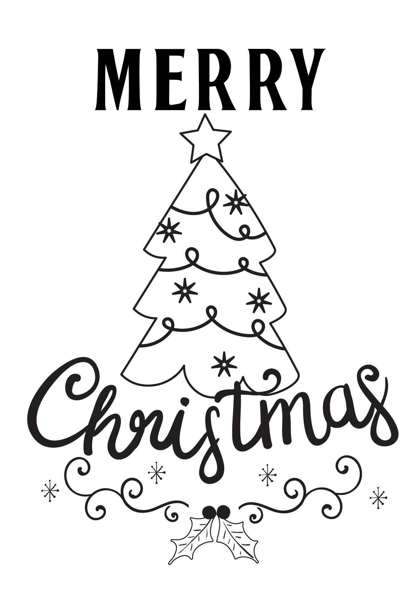 Printable Black and White Christmas Cards Printable Black and White Christmas Cards