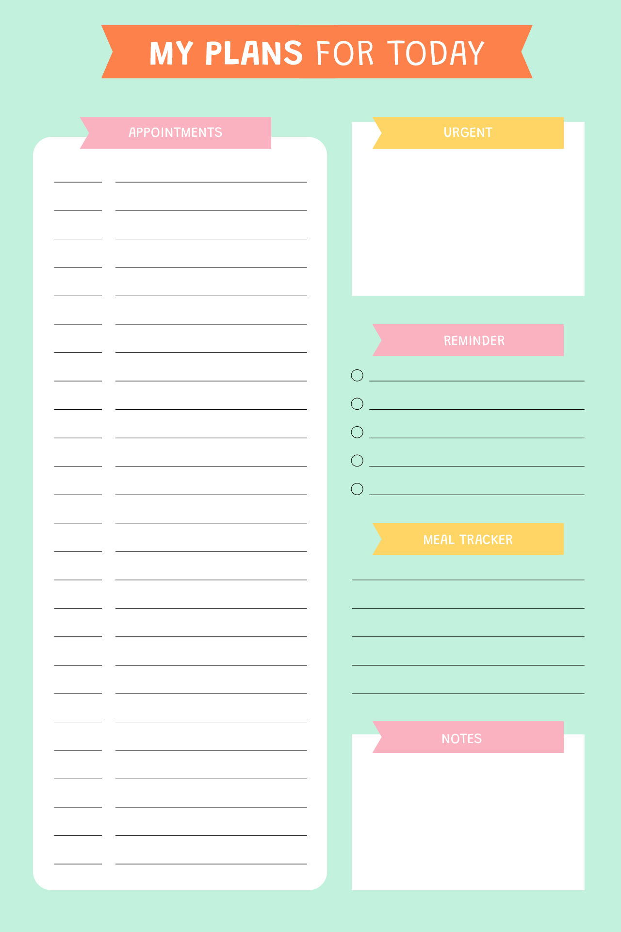 Printable Blank Daily Agenda