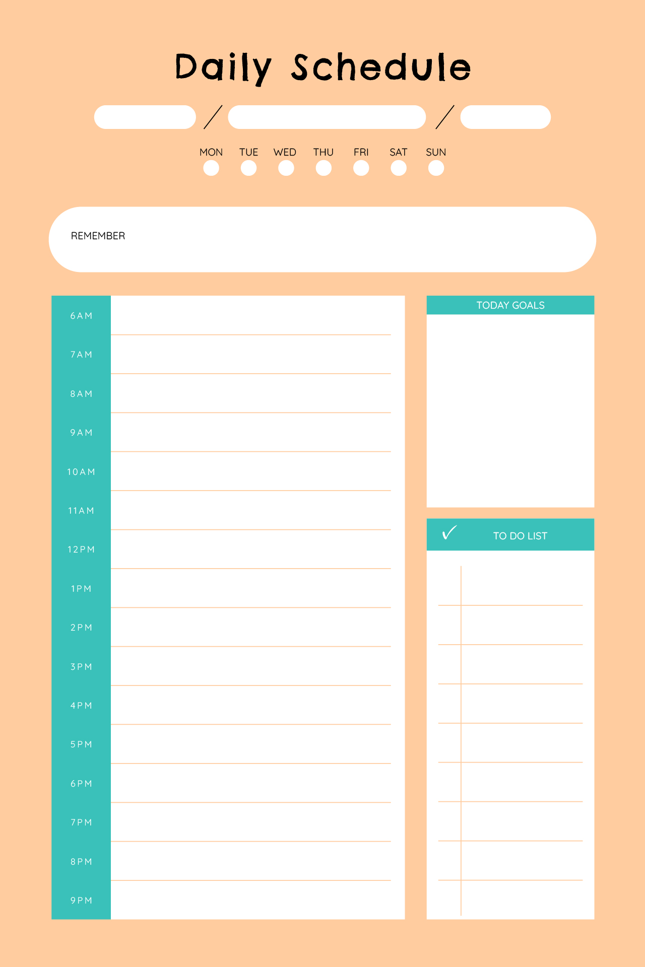 Printable Blank Daily Planner