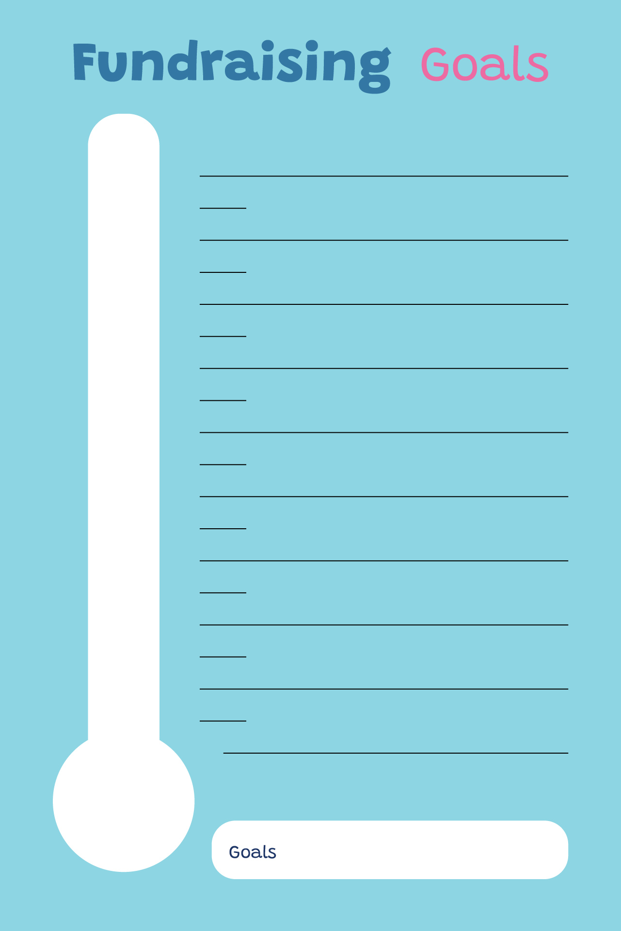 Printable Blank Fundraising Thermometer