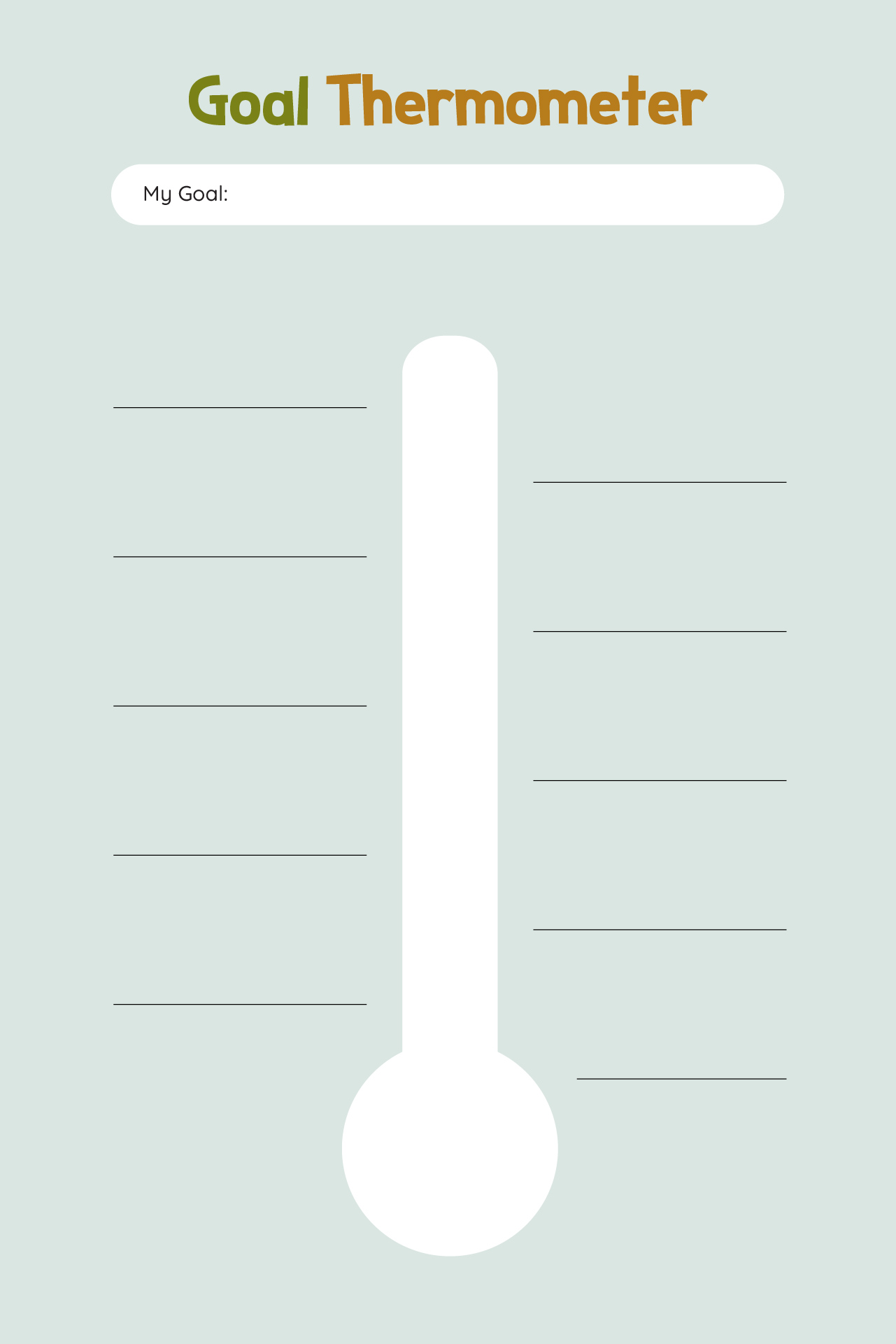 Printable Blank Goal Thermometer