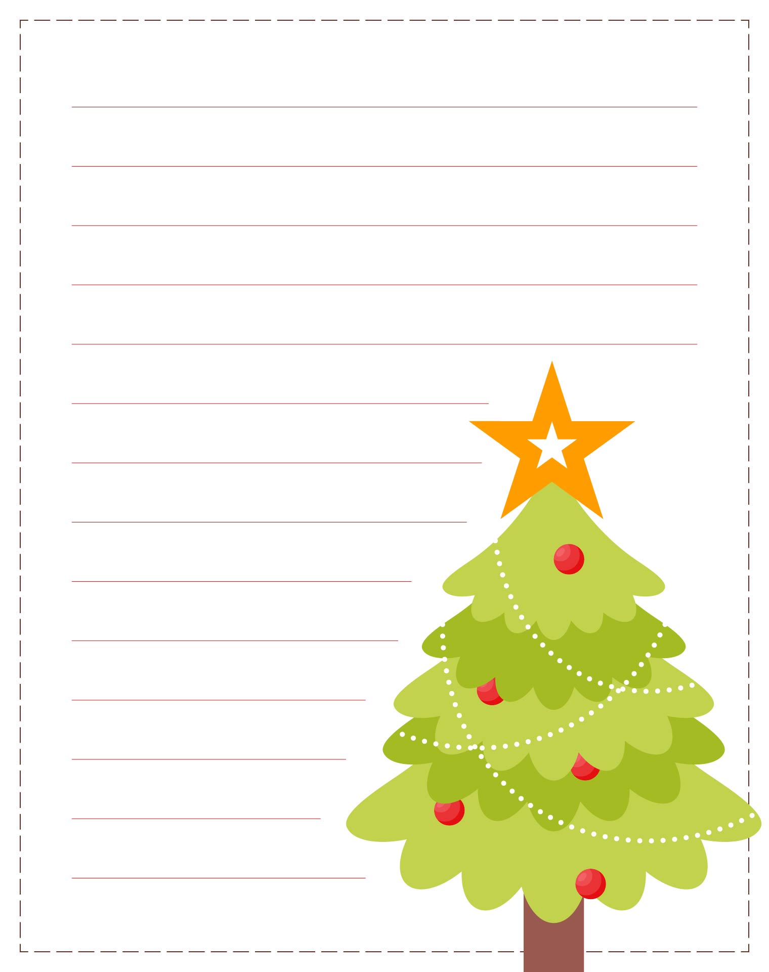 Printable Christmas Tree Lined Writing Paper for Letters Printable Christmas Tree Lined Writing Paper for Letters