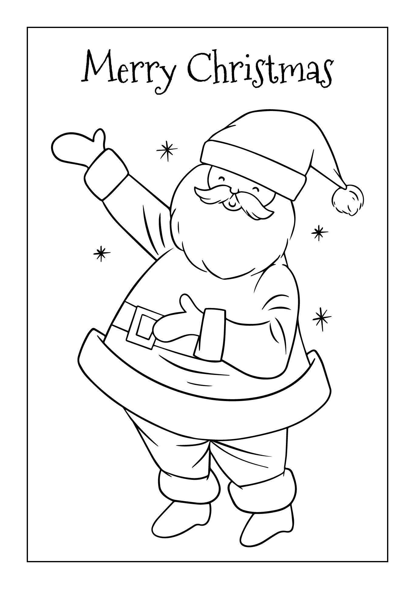 Printable Color Print Christmas Cards with Santa Claus