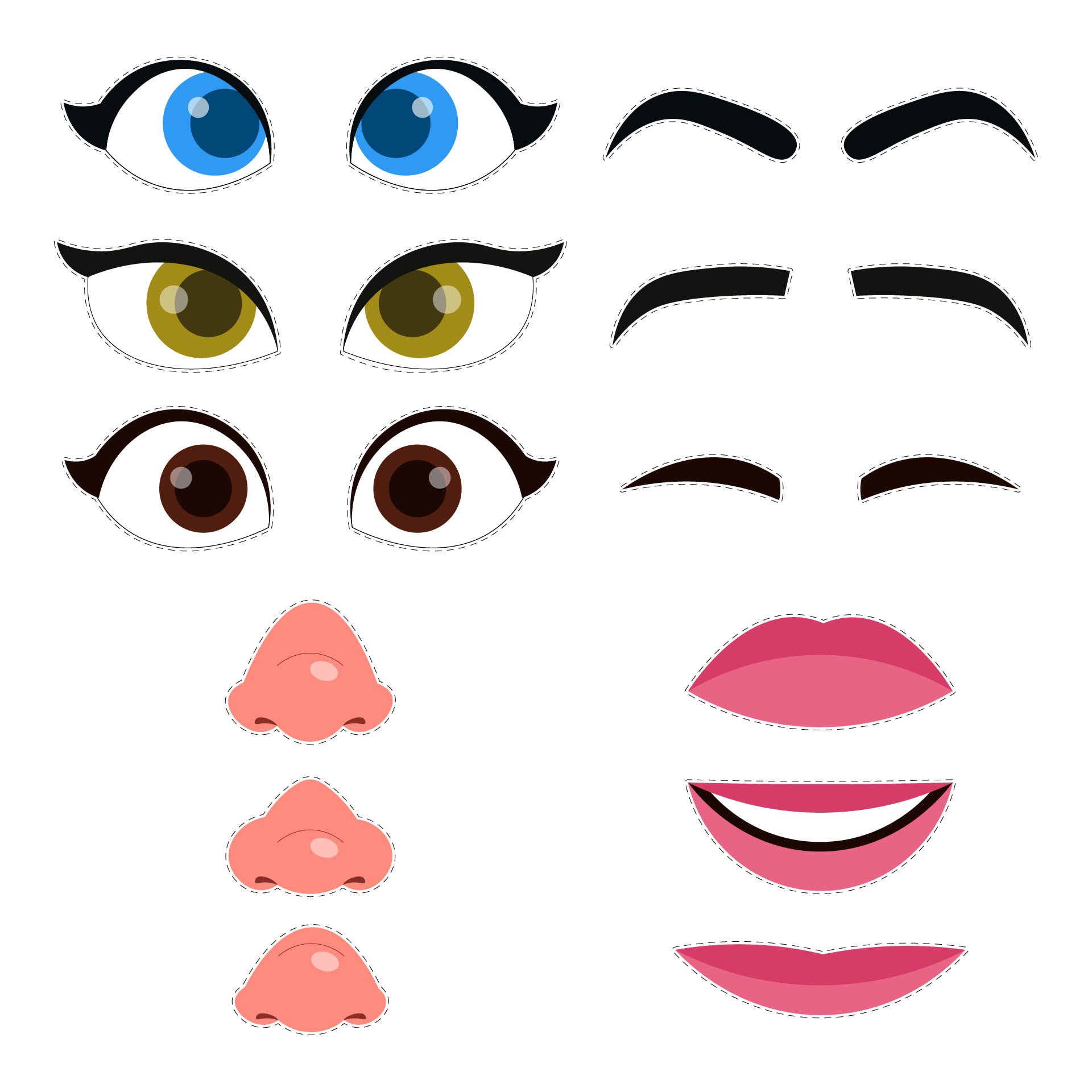 Printable Eyes Nose Mouth Cutouts Printable Eyes Nose Mouth Cutouts