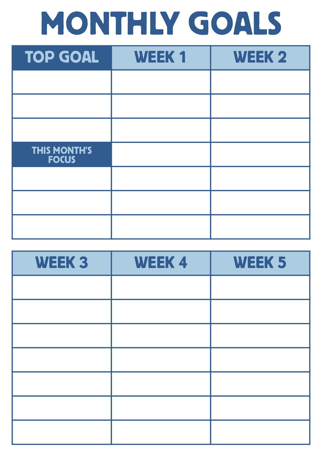 Printable Monthly Goal Planner Printable Monthly Goal Planner