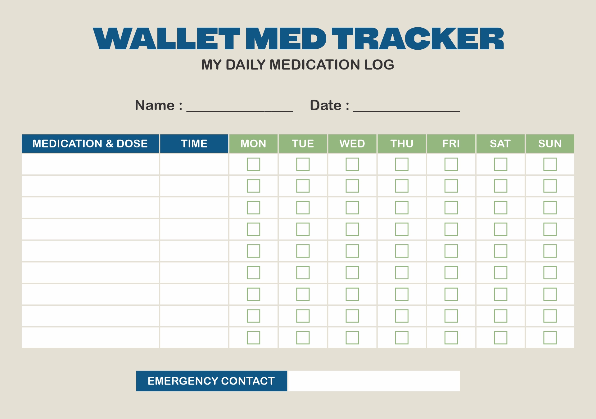 Wallet-sized medication tracker