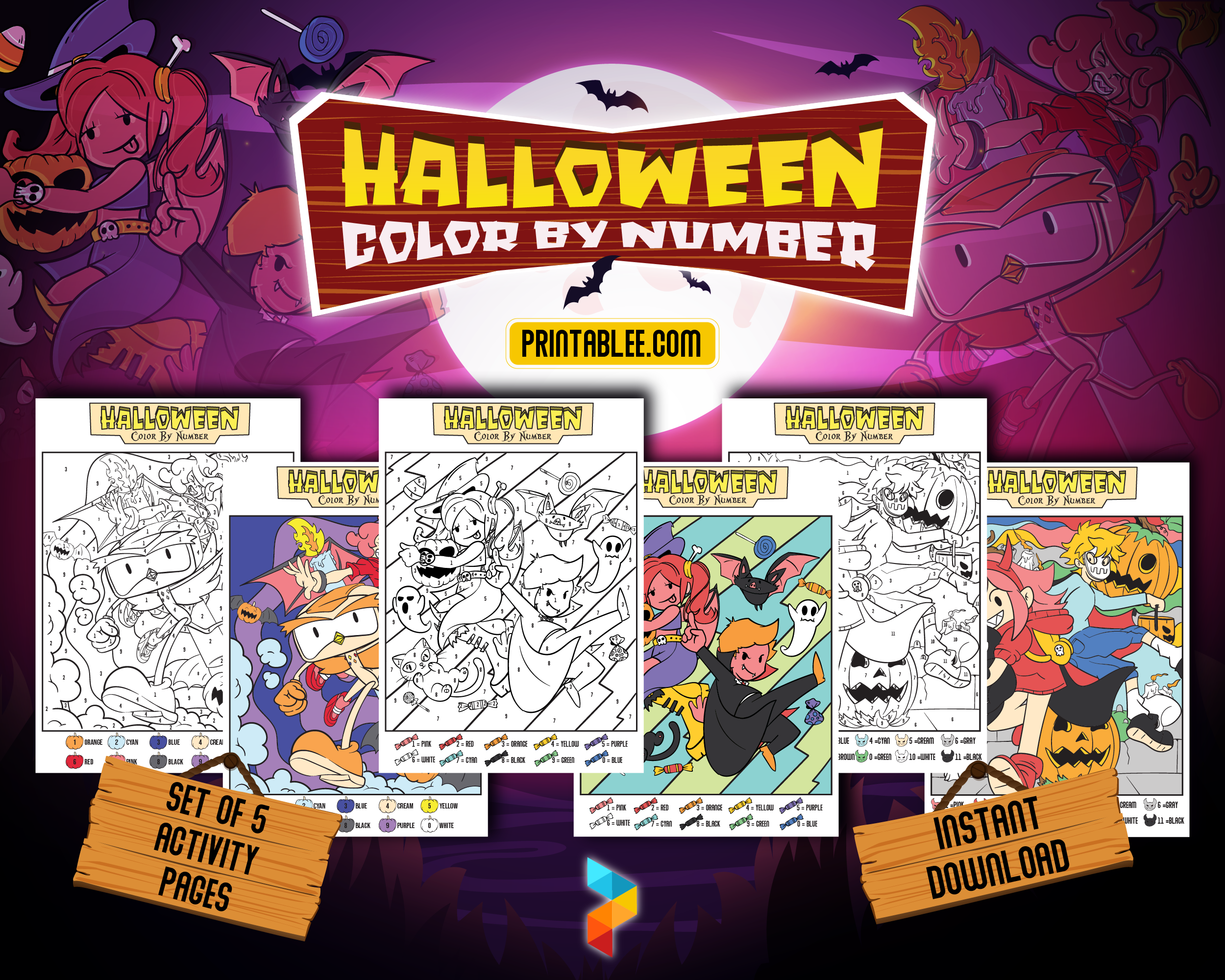 Halloween Season Coloring Activity for Kids - Color by Number | Halloween Coloring by Number 